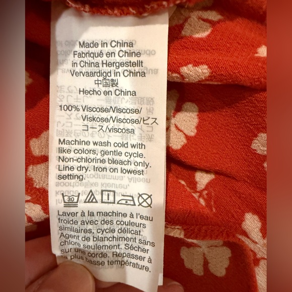 Madewell Happy Hibiscus Button Front Mini Dress Red Floral Size 10 - Picture 16 of 16